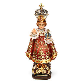 Statues en bois peint: Enfant Jésus de Prague coloré Val Gardena