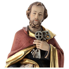 Saint Peter statue in coloured wood