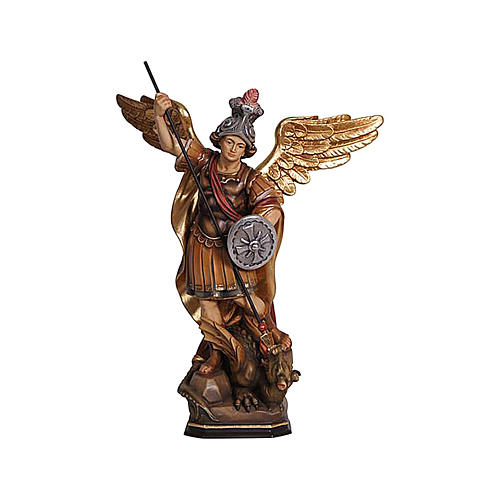 Saint Micheal statue in coloured wood of Val Gardena 2