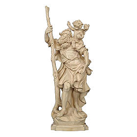 Saint Christopher statue in natural wood of Val Gardena