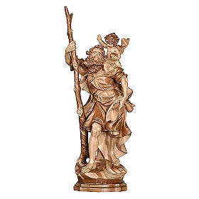 Saint Christopher statue in wood burnished in 3 colours