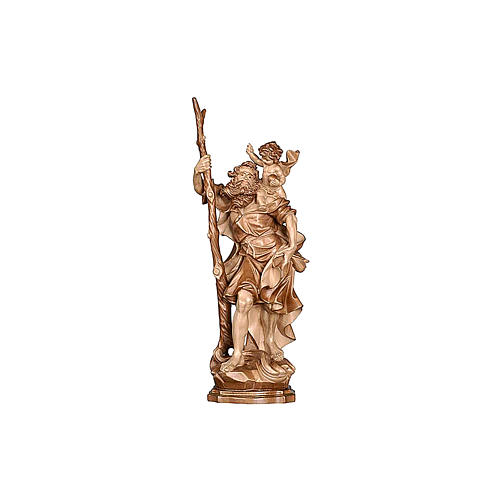 Saint Christopher statue in wood burnished in 3 colours 2
