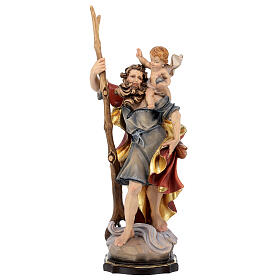 Saint Christopher statue in coloured wood