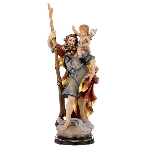 Saint Christopher statue in coloured wood 1
