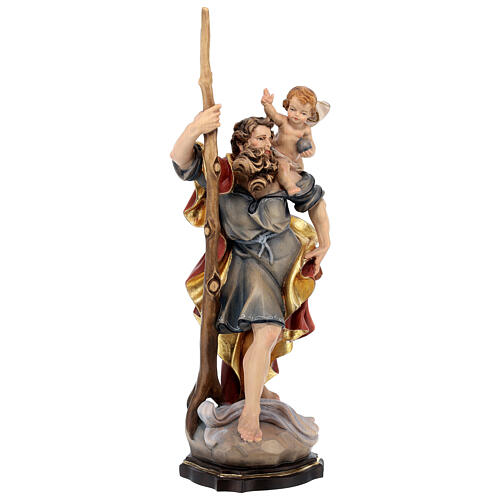 Saint Christopher statue in coloured wood 3