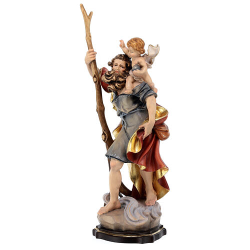 Saint Christopher statue in coloured wood 5