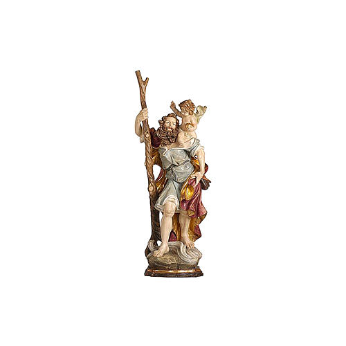 Saint Christopher statue in wood finished in antique pure gold 2