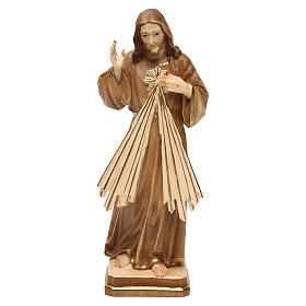 Statues en bois peint: Christ Miséricordieux bruni 3 tons Val Gardena