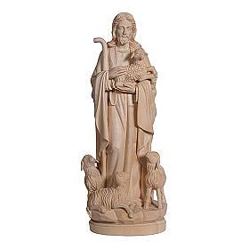 Jesus the Good Shepherd statue in natural wood | online sales on ...