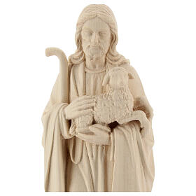 Jesus the Good Shepherd statue in natural wood