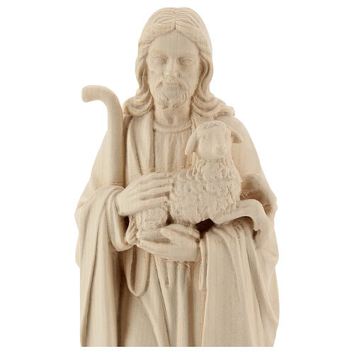 Jesus the Good Shepherd statue in natural wood 2