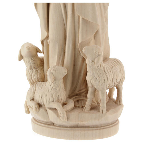 Jesus the Good Shepherd statue in natural wood 5