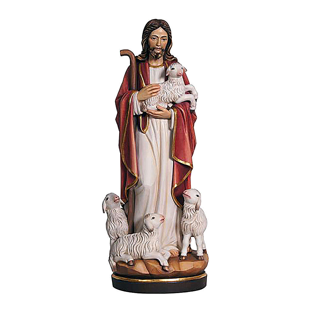 Jesus the Good Shepherd wood carved statue Val Gardena | online sales ...