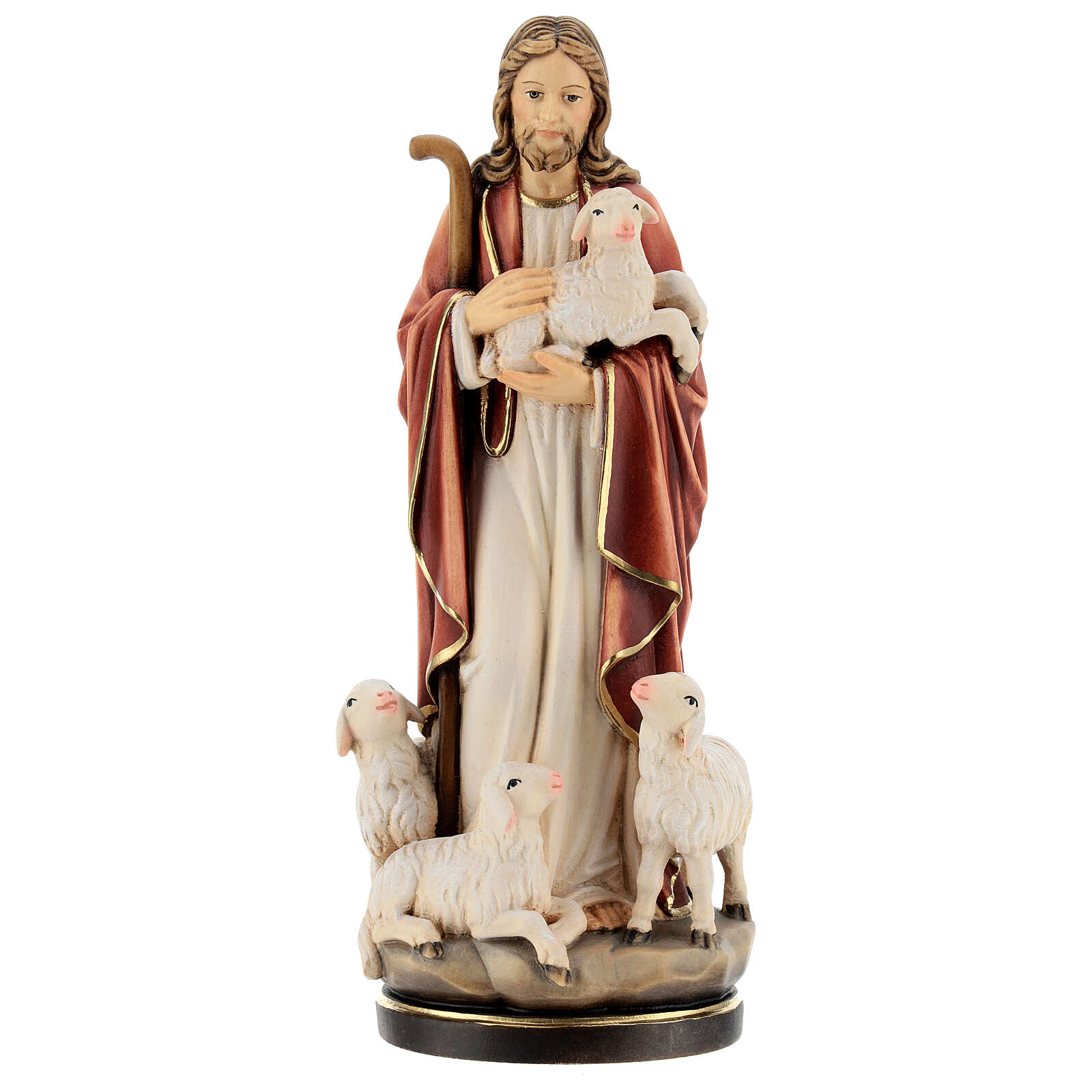 Jesus the Good Shepherd wood carved statue Val Gardena | online sales ...