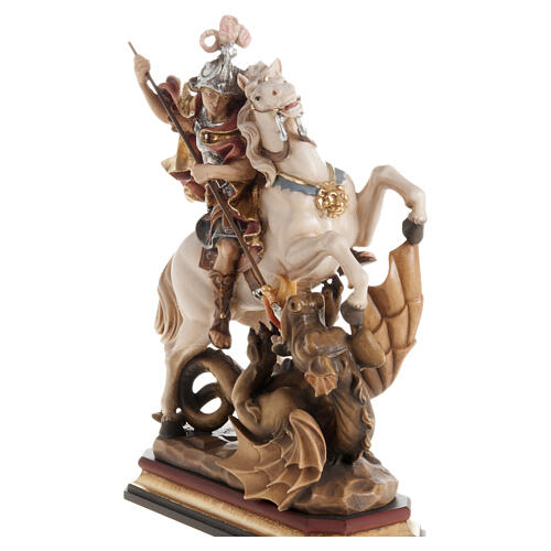 Saint George on horse in coloured wood of Valgardena 3