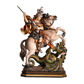 Saint George on horse in coloured wood of Valgardena
