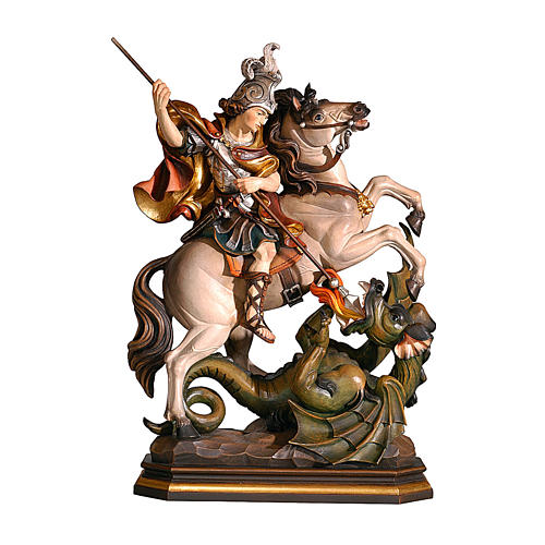 Saint George on horse in coloured wood of Valgardena 1