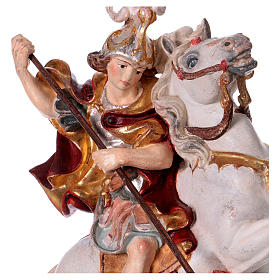 Saint George on horse in wood coloured in pure gold Val Gardena