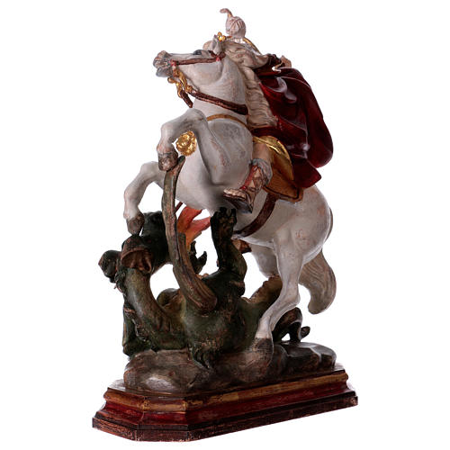 Saint George on horse in wood coloured in pure gold Val Gardena 4
