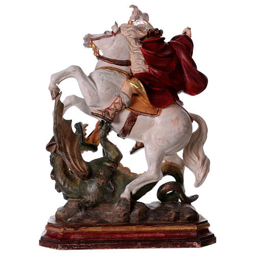 Saint George on horse in wood coloured in pure gold Val Gardena 5