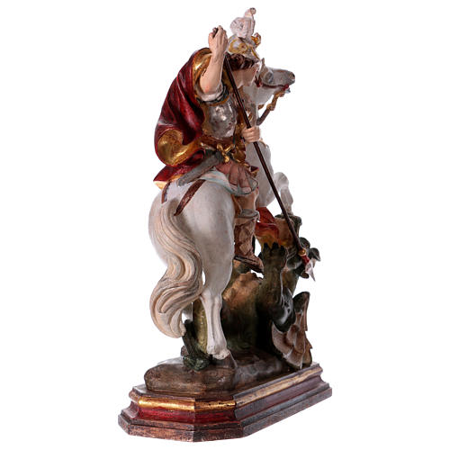 Saint George on horse in wood coloured in pure gold Val Gardena 6