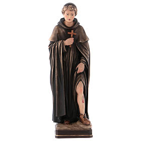 Wooden statue of Saint Peregrine in coloured wood of Valgardena