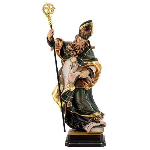 Coloured statue of Saint Patrick in wood Valgardena 1
