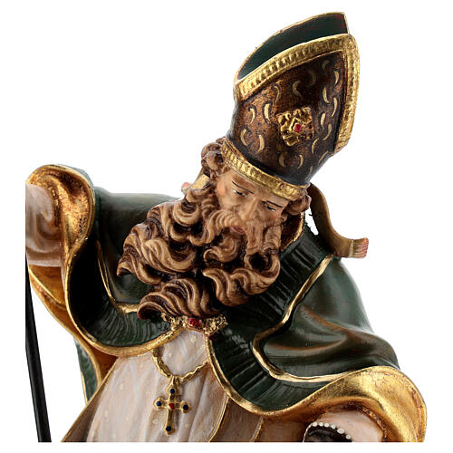 Coloured statue of Saint Patrick in wood Valgardena 3