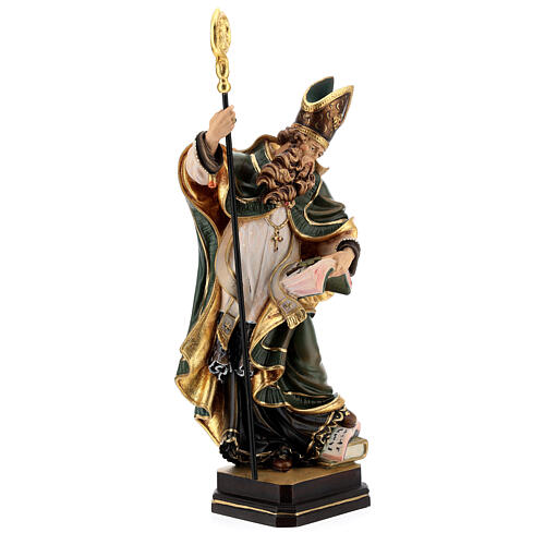Coloured statue of Saint Patrick in wood Valgardena 6