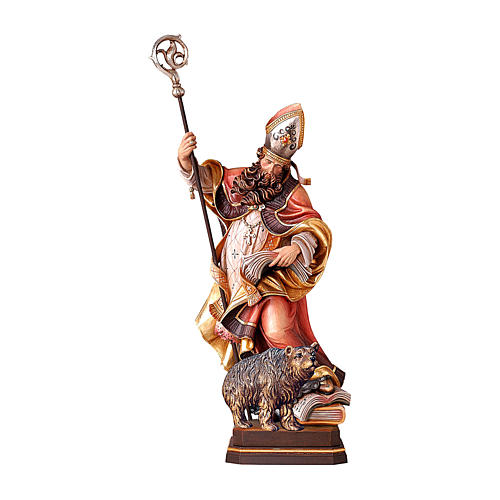 Wooden coloured statue of Saint Corbinian Valgardena 1
