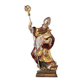 Holzstatue Bischof mit goldenen Details, Grödnertal