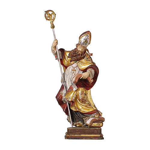 Holzstatue Bischof mit goldenen Details, Grödnertal 1