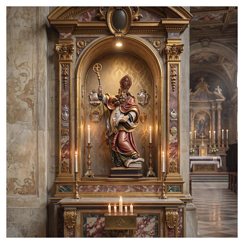 Święty Urlyk z rybą drewno kolorowe Val Gardena 3