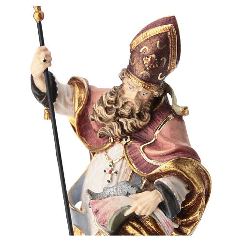 Saint Ulrich with fish in coloured wood of Valgardena 4