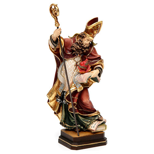 Saint Augustin avec un coeur bois coloré Val Gardena 4