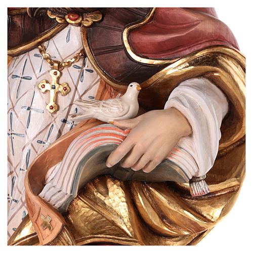 Saint Grégoire avec colombe bois coloré Val Gardena 4