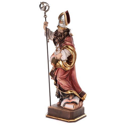 Valgardena coloured wooden statue of Saint Gregory with dove 3