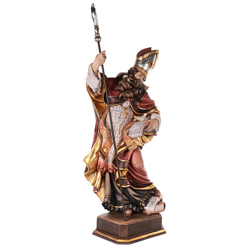Valgardena coloured wooden statue of Saint Gregory with dove 5