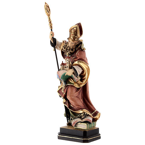 Wooden statue of Saint Wolfgang with church, coloured, Valgardena 3