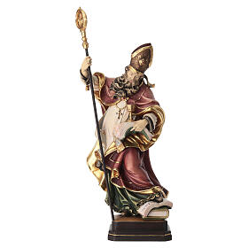 San Norberto con calice legno colorato Valgardena