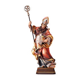 Wooden coloured statue of Saint Richard with chalice Valgardena