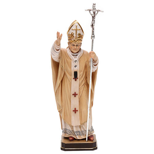Statue Papst Johannes Paul 2. bemalten Grödnertal Holz 1