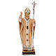 Pope John Paul II with mitre in painted maple wood of Valgardena s1