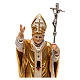 Pope John Paul II with mitre and gold mantle in maple wood of Valgardena s2