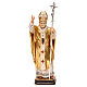 Papa Giovanni Paolo II con mitria dipinto manto oro legno Valgardena s1