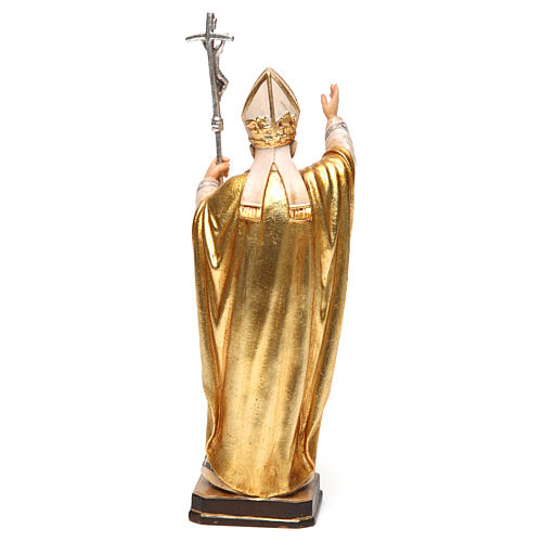 Papa João Paulo II com mitra pintado casula ouro madeira Val Gardena 5