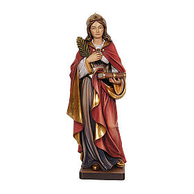 Santa Claudia pintada con palmera y libro madera arce Val Gardena