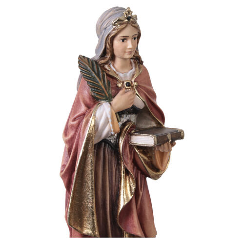 Saint Cornelia with palm and book in painted maple wood of Valgardena 3