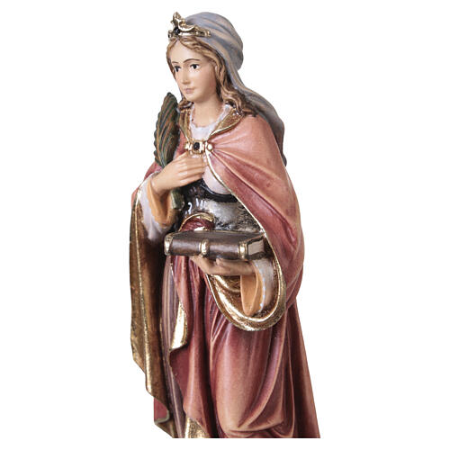 Saint Cornelia with palm and book in painted maple wood of Valgardena 5