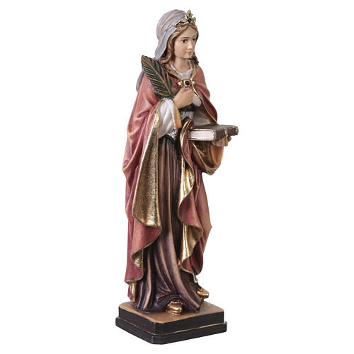 Saint Cornelia with palm and book in painted maple wood of Valgardena 6